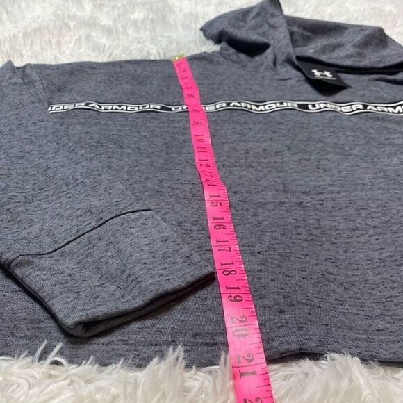 Under Armour Rival Terry Crop Loose Fit Hoodie Womens Size Large Grey Athletic - Picture 9 of 10